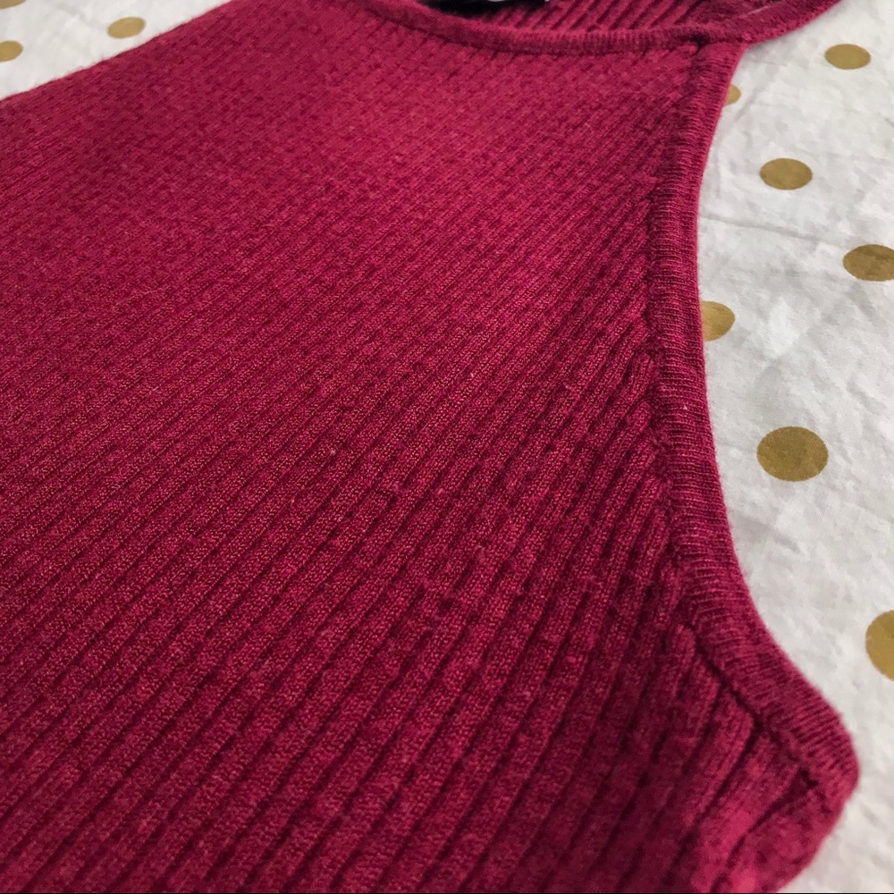 Maroon Ribbed Halter Tank - Picture 3 of 4
